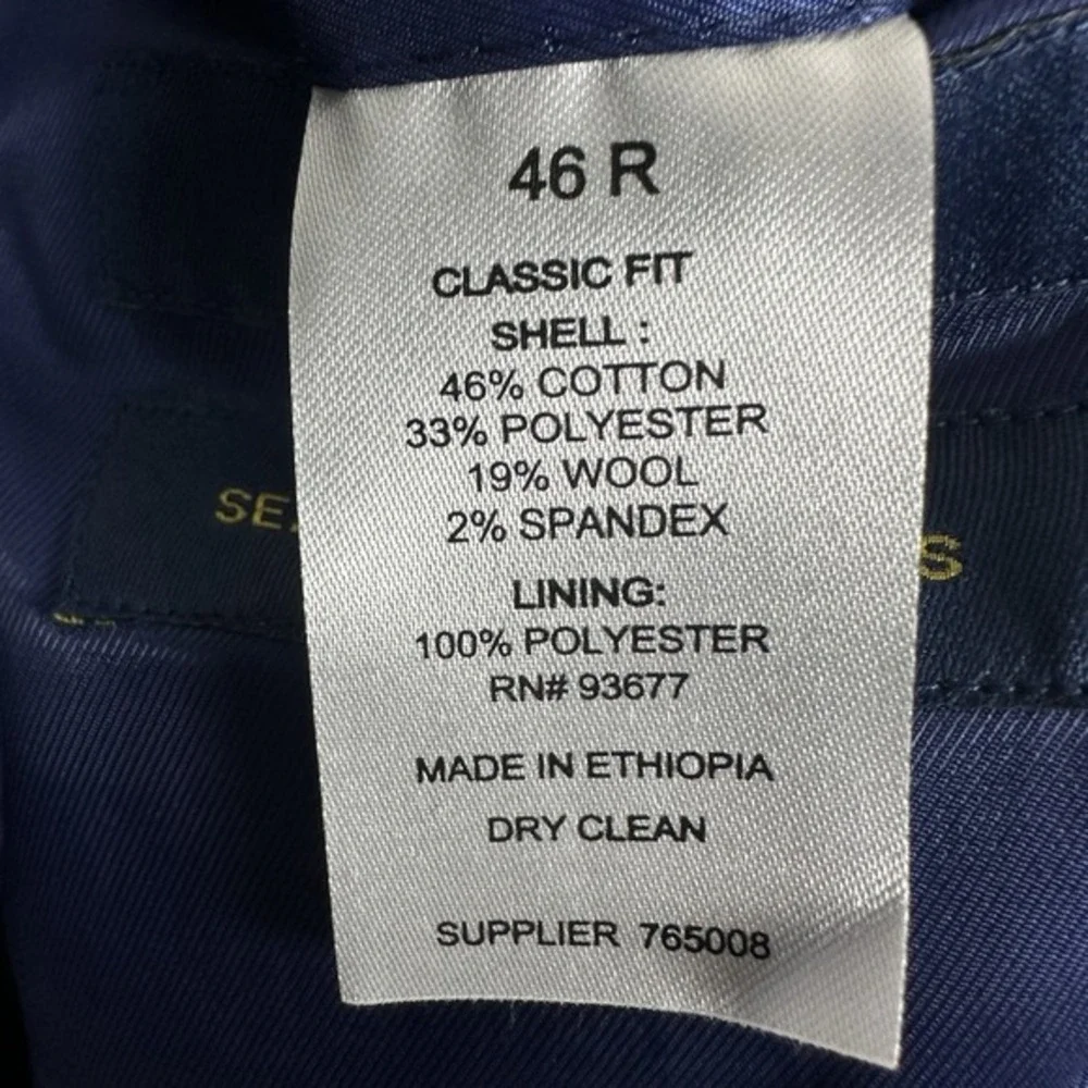 Stafford Men's 46R Textured Navy 3 Button Classic Fit Sport Coat Blazer NEW‎
